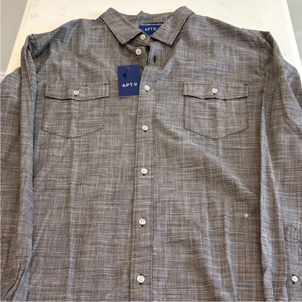 Apt. 9 Men's Casual Gray Button-Down Shirt